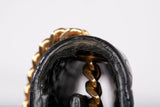Authentic Saint Laurent Black Calfskin Crocodile Embossed Medium Classic Monogram Kate Tassel Satchel