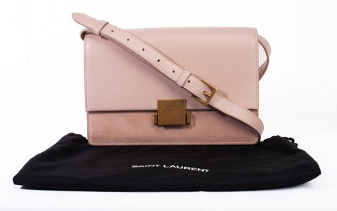 Authentic Saint Laurent Light Pink Calfskin Leather Bellechasse Shoulder Bag