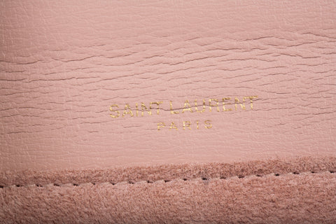 Authentic Saint Laurent Light Pink Calfskin Leather Bellechasse Shoulder Bag