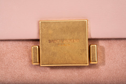 Authentic Saint Laurent Light Pink Calfskin Leather Bellechasse Shoulder Bag