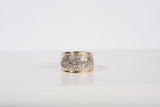 Unisex 14k Yellow Gold Single Cut Diamond Cluster Wide Band
