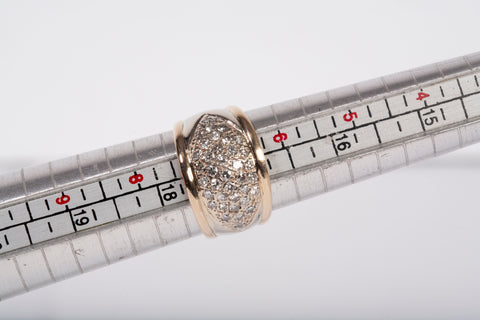 Unisex 14k Yellow Gold Single Cut Diamond Cluster Wide Band