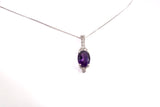 Ladies Platinum .850 Amethyst with Diamond Accent Pendant Necklace