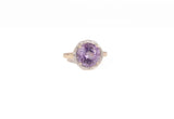 Ladies 14k Yellow Gold Amethyst & Diamond Accents Ring