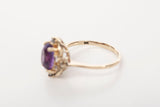 Ladies 14k Yellow Gold Amethyst Diamond Accent Ring .16CTW