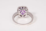Ladies 10k White Gold Amethyst Diamond Halo Fashion Ring 0.38CTW