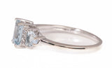 Ladies 14k White Gold Aquamarine With Diamond Accents Engagement Ring