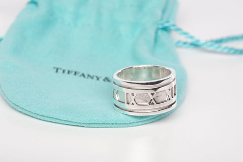 Authentic Tiffany & Co .925 Sterling Silver Atlas Wide Band Ring