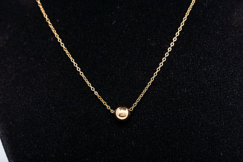 Ladies 14k Yellow Gold Single Bead Necklace
