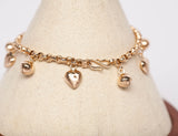 Ladies Bell & Heart Charm 14k Yellow Gold Bracelet