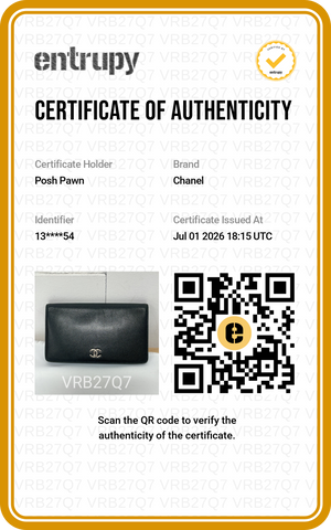 Authentic Vintage Chanel Black Caviar Leather Brilliant L Yen Wallet