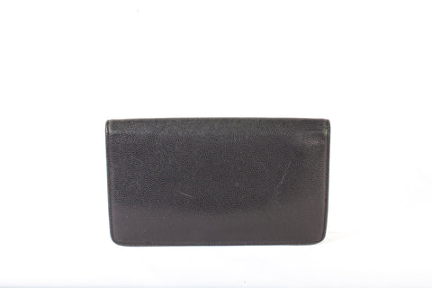 Authentic Vintage Chanel Black Caviar Leather Brilliant L Yen Wallet