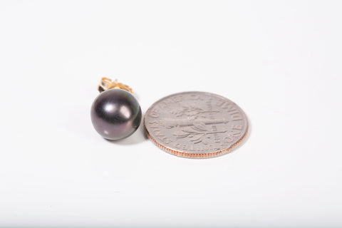 Ladies 14k Yellow Gold Tahitian Pearl Stud Earrings