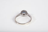 Ladies 14k White Gold Blue Sapphire with Diamond Halo Ring