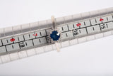 Ladies 14k White Gold Blue Sapphire with Diamond Halo Ring