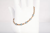 Ladies 10k Yellow Gold Blue Topaz Bracelet Size 7.25"