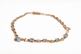 Ladies 10k Yellow Gold Blue Topaz Bracelet Size 7.25"