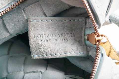 Authentic Bottega Veneta Nappa Intrecciato Mini Loop Camera Teal Washed Bag