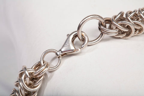 Ladies Sterling Silver Box Weave Chainmaille Bracelet Size 6.5"