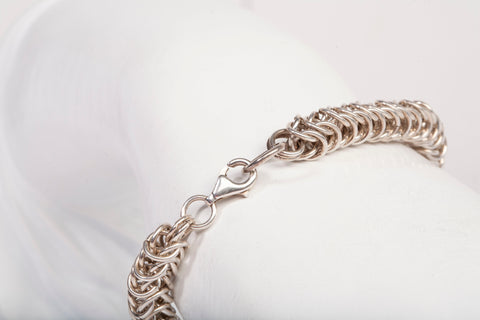 Ladies Sterling Silver Box Weave Chainmaille Bracelet Size 6.5"