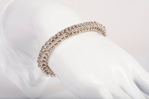 Ladies Sterling Silver Box Weave Chainmaille Bracelet Size 6.5"