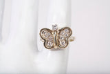 Ladies 14k Yellow Gold Diamond Butterfly Ring Size 3.25