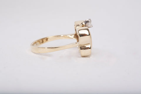 Ladies 14k Yellow Gold Diamond Butterfly Ring Size 3.25