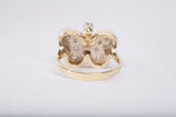 Ladies 14k Yellow Gold Diamond Butterfly Ring Size 3.25