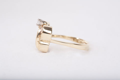 Ladies 14k Yellow Gold Diamond Butterfly Ring Size 3.25