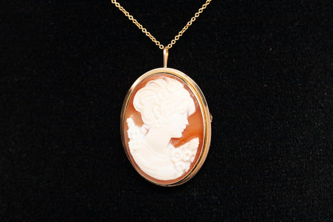 Antique 14k Yellow Gold Cameo Pendant Brooch