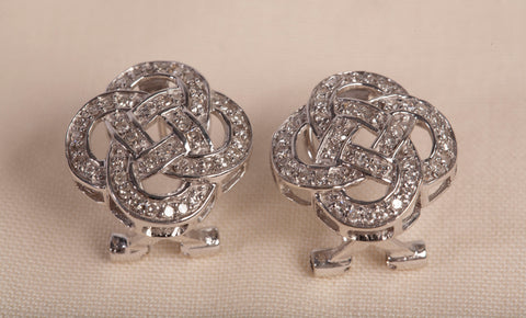 Ladies 14k White Gold Celtic Knot Diamond Earrings