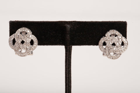 Ladies 14k White Gold Celtic Knot Diamond Earrings