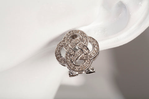 Ladies 14k White Gold Celtic Knot Diamond Earrings