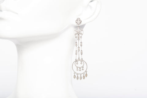 Beautiful Ladies Chandelier Diamond 14k White Gold Earrings