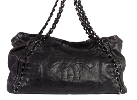 Authentic Chanel East West Black Caviar Tote Bag