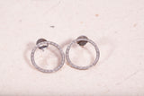 Ladies 18k White Gold Circle Diamond Stud Earrings