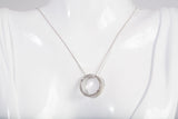 Ladies White Gold Circle Of Diamonds Pendant Necklace 18"
