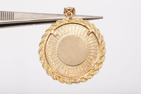 Unisex 10k Yellow Gold Double Sided Picture Pendant