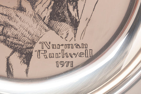 Vintage 1971 Franklin Mint "Under the Mistletoe" Norman Rockwell Sterling Silver Plate