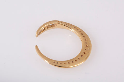 Ladies 14k Yellow Gold Crescent Moon with Diamond Accents Pendant