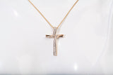 Ladies 14k Yellow Gold Diamond Cross Pendant Necklace