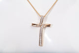 Ladies 14k Yellow Gold Diamond Cross Pendant Necklace