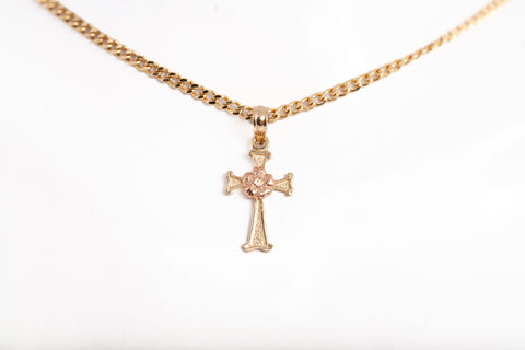 Dainty 14k Two-Tone Cross Pendant