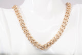 Stunning 14k Yellow Gold Cuban Link Style Chain with Cubic Zirconia Accents