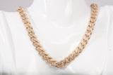 Stunning 14k Yellow Gold Cuban Link Style Chain with Cubic Zirconia Accents