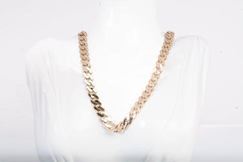 Stunning 14k Yellow Gold Cuban Link Style Chain with Cubic Zirconia Accents