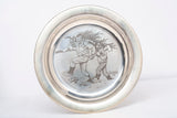 Vintage 1970 .925 Sterling Silver Norman Rockwell Christmas Plate 8"