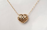Ladies 18k Yellow Gold Adjustable Diamond-Cut Heart Pendant Necklace