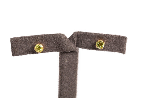 Dainty 14k Yellow Gold Peridot Stud Earrings