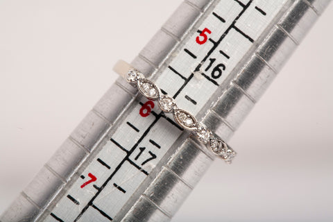 Ladies 14k White Gold Dainty Diamond Half Eternity Band Ring